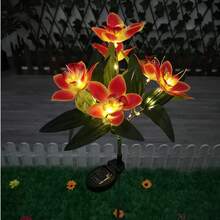 1/2/4PCS Solar Lights Outdoor Garden Decor - Upgraded Solar Garden Lights With 7 Powered Orchid Lights, Solar Outdoor Lights Solar Decorative Lights For Garden, Patio, Yard, Gifts For Mother(Pink, White, Orange, Yellow, Red, Purple) - 蘭花 - 查看 14