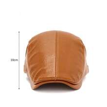 Gorra de periódico ajustable, boina, sombrero para conducir, cazar y pescar, gorra de cuero sintético, boina de moda, gorra plana para hombres - Multicolor - Ver 3