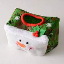 1 pieza Cubierta de caja de pañuelos de Navidad de estilo nuevo, centro de mesa decorativo navideño, suministros navideños, también se puede usar como caja de regalo de Navidad