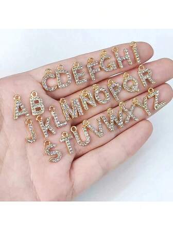 26pcs Rhinestone English Letter Pendant, Versatile DIY Jewelry Making Materials For Earrings, Necklaces, Bracelets