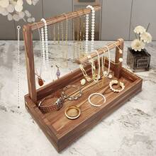 1 件复古风格木制珠宝展示架，多层设计珠宝收纳架，木制托盘 - 非常适合项链、耳环、戒指，包括底部托盘，用于额外存储，珠宝展示架，珠宝收纳架，圣诞节