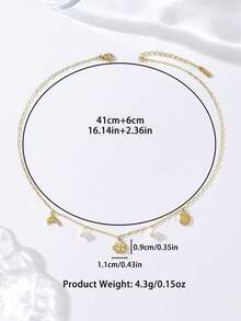 1pc Romantic Dolphin & Shell Pendant With Lustrous Pearl Necklace, Stainless Steel Delicate Choker Necklace For Women