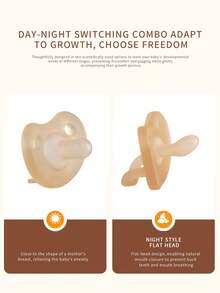 KUNT 1pc Baby Silicone Pacifier, Infant Nipple Soother With Round Head, Wide Mouth Nipple With Dust Cover - Multicolor - View 7