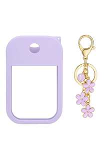 2 件 Touchland 1 盎司（30 毫升）洗手液喷雾瓶保护套，26 个花朵和字母喷雾瓶标记，硅胶防摔防撞保护套，带钥匙扣设计，方便旅行携带，可挂在包、钥匙或儿童背包上，耐磨、防水、可重复使用 Touchland 洗手液喷雾保护套，旅行、户外、礼物、万圣节礼物、圣诞节礼物 - 紫色 - 查看 11
