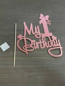 1pc Rose Golden 'My 1st Birthday' Cake Topper - Princess Theme Party Decoration, Bamboo Material, No Power Needed, Cake Decoration Supplies, Party Supplies - Multicolor - View 7