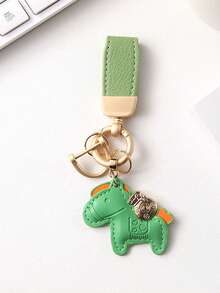 1 قطعة سلسلة مفاتيح جلدية بشكل خروف كرتوني لطيف، إكسسوار إبداعي "سيكون لديك ثروة قريبًا"، سلسلة مفاتيح حقيبة/سيارة