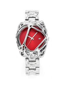 1pc Vintage Spider Shaped Alloy Material Men's Wrist Watch, With Waterproof, Calendar, Luminous Display, Best Gift For Halloween, Christmas - Red - View 7