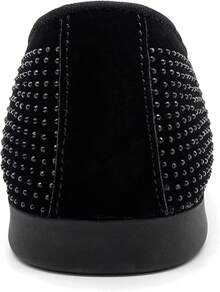 Men's Pointed Toe Rivet Dress Shoes Glitter Modern Metallic Slip On Loafers Plus Size-20256688 - Black02 - View 2