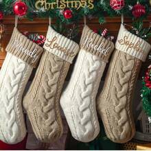 1pc Personalized Embroidered Christmas Stocking, Customized Knitted Family Socks, 2025 Holiday Socks (With Name), Family Christmas Stockings, Holiday Calendar - Multicolor - View 11