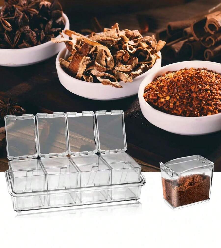 recipientes para condimentos de 4 piezas , especiero, - Transparente - Ver 1