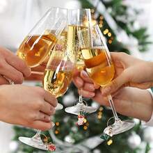 Christmas Theme Wine Glass Charms, Wine Glass Markers For Identifying Stemware, Wine Charms, Wine Tasting Party Decoration Set 16pcs, Gift For Wine Lovers - Multicolor - View 6