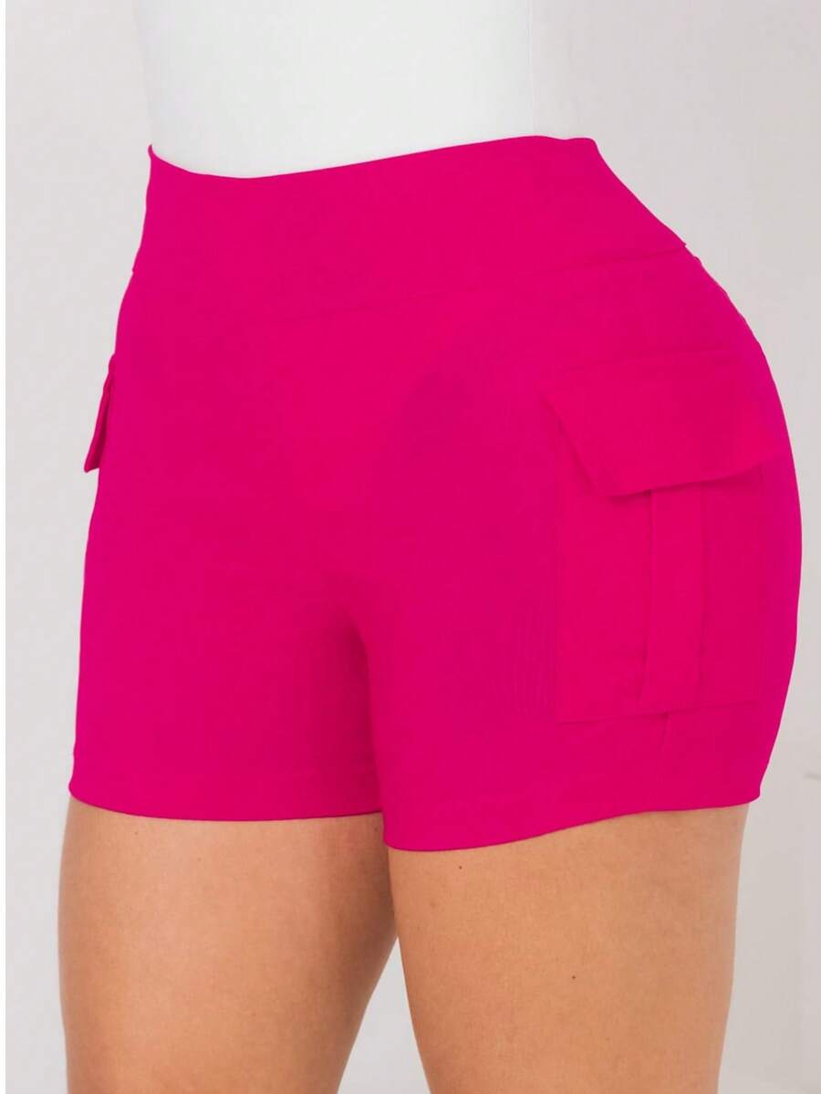Bermuda Short Cargo Bengaline High Waist Butt Lift With High Elasticity - Hot Pink - View 1