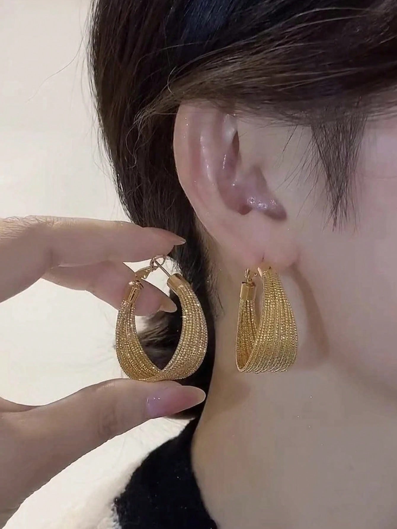 أقراط نسائية ريترو من طبقات متعددة ومزيّنة بأشكال...