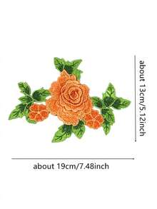 1pc Colorful 3D Embroidered Peony Flower Patch With Lace Trim, DIY Clothing Accessory Applique