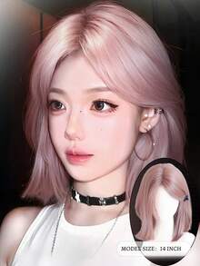 10英寸、12英寸、14英寸、18英寸短假发，直发、卷发、波浪发，刘海，中分卷发，日常假发，洛丽塔风格，万圣节，派对场合 - 彩色 - 查看 12