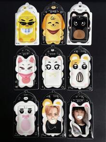 1 peça porta-cartões com imagem de animal fofo, porta-álbum de ídolos K porta-cartões com proteção En-Hypen, material PU, aplicável a cartões de fotos de 3 a 3,5 polegadas, cartões de fotos de estrelas, porta-cartões de fotos, chaveiro, periférico de jogos de anime, armazenamento e exibição de cartões pequenos