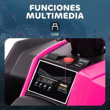 HOMCOM Quad Eléctrico para Niños 12V, Quad para Niños de 3-5 Años, con 2 Motores, Velocidad Ajustable 3-6km/h, Faros, Bocina, Música, USB, Avance y Retroceso - Rosa - Ver 3