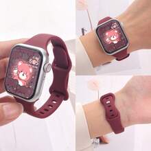 纤细腰身蝴蝶扣硅胶表带，兼容 Apple，适合手表运动臂带 38 毫米 40 毫米 41 毫米 42 毫米 44 毫米 45 毫米 49 毫米 46 毫米，适合手表 Uhr Serie11 10 9 Ultra 8 7 6 5 4 3 2 1 SE 女士硅胶臂带