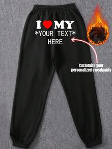 Customized "I Love My Boyfriend/Husband/Girlfriend" Sports Pants With Pockets, Halloween Custom Gift, Wedding Season Gift