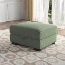 Sofá combinado para varias personas, espuma de alta resiliencia, estructura de madera maciza, sofá individual, banco con almacenaje, sofá de pana para salón, color verde - Verde Oliva - Ver 14