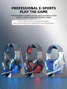 LED Backlit Wired Headphones, Premium Headset For Gaming, Compatible With Laptops, Tablets And Android Phones - one-size - View 2