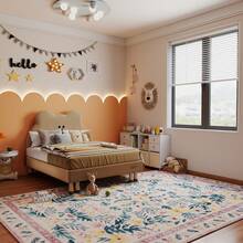 Carpet 140 X 200 Cm, Machine Washable And Easy To Clean, Retro Carpet With Subtle Elegance Pattern, Rectangular Design, Suitable For Bedroom, Living Room And Dining Room, Colors: Orange, Golden Gray, Beige, Green, Short Pile Carpet Made Of Artificial Cashmere, Foldable And Non-Slip, Carpet Anti-Slip Stickers.