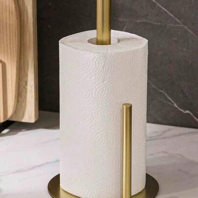 1pc Premium Gold/Black/Silver 304 Stainless Steel Tissue Box Holder, Multi-Functional Kitchen Paper Towel Rack, Cling Film Dispenser, Bathroom Shelf,