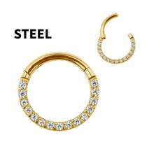 1 件时尚不锈钢扁平氧化锆鼻环，适合男女日常佩戴 - 鋼色 - 查看 5