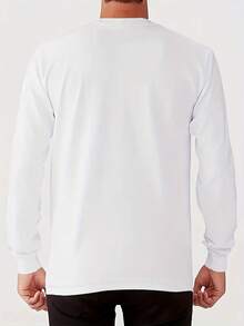 1pcsMen'S Light "Passenger " Graphic Long Sleeve T-Shirt - Casual Crew Neck, Loose Fit, Spring/Fall Essential, Travel-Themed Design With Mountain & Waves Illustration, Travel Clothing |   Relaxed Fit Shirt |   Comfortable Fit180gMen's Long Sleeve T-Shirt Versatile For All Seasons - trắng - Xem 2