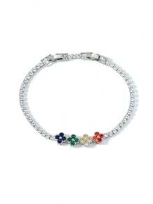 1 pieza Brazalete de flores lujoso y de moda con circonita de colores - color - Ver 27