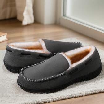 NCCB Men Warm Slippers Moccasins House Shoes For Men Indoor Outdoor Memory Foam Slippers