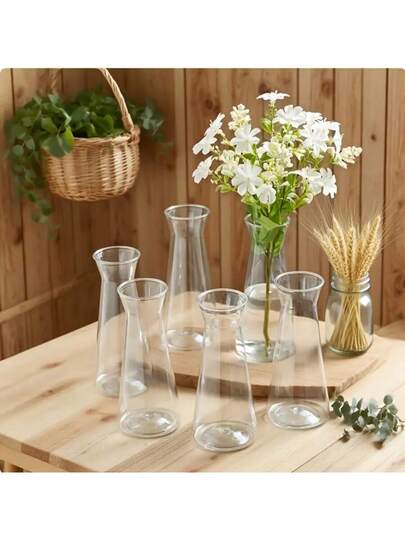 1/5/8/ Moderne Minimalist Plastic Flower Vase, Thick Transparent Bloemen Container, No Power Or Battery Needed, Home Pot, Ideal Tabletop, Wedding, Dining Table, ation Room Glass Vase view 2