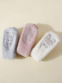 3 Pairs Baby Thick Fleece High Socks, Panda Grip Bottom Floor Socks, Warm For Autumn/Winter, Suitable For Below 5 Degrees - Multicolor - View 4