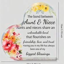 قطعة واحدة لوحة أكريليك ذات شكل قلب، هدية تقدير للعمة، متعددة الأغراض للديكور في غرفة النوم والصالة ومكتب المكتب، مناسبة لهدية عيد ميلاد العمة