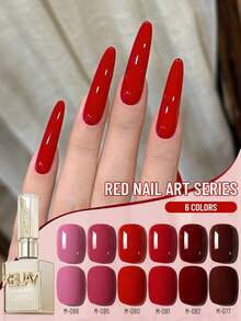 XEIJAYI 6 件指甲油凝胶红色指甲油凝胶套装美白光疗凝胶套装牢固持久 UV LED 浸泡指甲油，DIY 沙龙品质指甲油 - 彩色 - 查看 2
