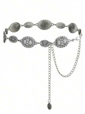 Hershine 女士西部金属海螺腰带牛仔连衣裙链条腰带牛仔乡村音乐会服装配饰腰链秋季、万圣节、日常使用万圣节夏季、学校秋季、万圣节