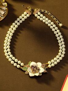 1 Bộ vòng cổ và hoa tai đính hạt ngọc trai giả thiết kế 3D nhiều lớp họa tiết hoa cổ điển, trang sức thời trang sang trọng độc đáo, thích hợp làm quà tặng, tiệc tùng, dạ tiệc và những dịp đặc biệt - Nhiều màu - Xem 7