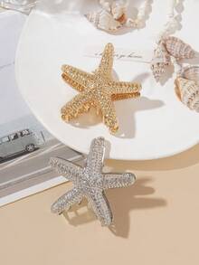 逼真金属海星发夹，小众海洋系列发爪，高端不褪色发夹，中号海洋元素发爪 - 彩色 - 查看 3