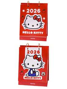Sanrio Carino Calendario da scrivania Sanrio Hello Kitty 2026 (Calendario: Ottobre 2025-Dicembre 2026) Memo per studenti, ornamento da scrivania a cartoni animati, piccolo calendario da scrivania.