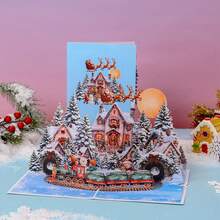 1pc Creative Christmas Scene 3D Greeting Card, Home And Party Atmosphere Decorative Items, Birthday Card, Surprise Gift For Friends, Gift For Parents, Suitable For All Kinds Of Festival, Celebration & Parties