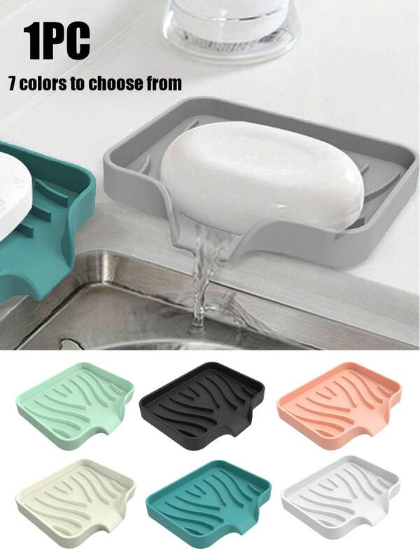Silikon Seifenschale mit Wasserfall-Ablauf Design - 7 Farben zur Auswahl, rutschfester Badezimmer Seifenhalter für Dusche & Küche, schnell trocknende Seifenablage zum Trocknen und Sauberhalten von Seifenstücken, ohne Bohren, leicht zu reinigende Organizer ideal für Heimorganisations-Enthusiasten und Badezimmer-Dekorations-Liebhaber, Reise