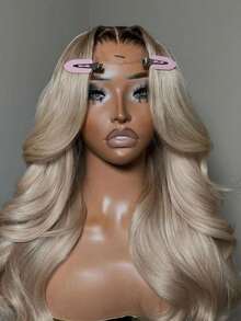Ombre Brown Roots Ash Blonde Body Wave Lace Front Wigs Human Hair Pre Plucked Invisible Knots 13x4 HD Transparent Lace Frontal Wigs Human Hair Brazilian Virgin 250 Density Lace Closure Wigs Human Hair Water Wave Glueless Wigs For Women With Baby Hair - Bắt nguồn từ & Ombre - Xem 3
