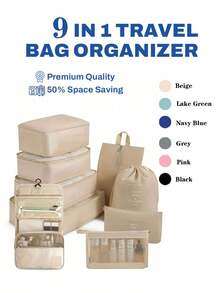 7/8/9/10pcs Travel Packing Cubes, Compression Organizer Bags, Luggage Organizer, Clothing Storage Bags Set, Includes: Cosmetic Bag, Waterproof Multi-Function Organizer, Garment Bag, Holiday Travel Essentials, Shoe Bag, Foldable Storage Box, Collapsible Underwear & Socks Organizer, Travel Packing Cubes, Luggage Organizer