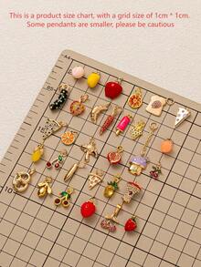 1pc时尚仿食物系列面包披萨樱桃柠檬草莓菠萝葡萄蘑菇苹果黄瓜DIY吊坠，镀18K金，DIY首饰配件项链配件、手链配件、钥匙扣配件，轻松搭配，适合日常休闲节日作为精美的护身符吊坠佩戴，适合送给妻子和母亲。 - 彩色 - 查看 2