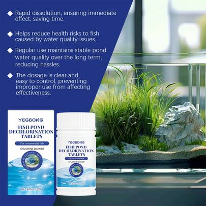 Chlorine Removing Tablets For Fish Tank, Cleans Dirt And Purifies Water Quality, Fish Tank Chlorine Removal And Water Maintenance Cleaning Tablets