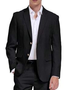 Men's Linen Suits 2 Piece Casual Regular Fit Linen Blazer Jacket And Pants For Summer Beach Weddinghalloween - 黑色 - 查看 1