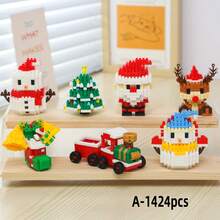 Santa's Cottage, Santa Claus, Christmas Tree, Train, Snowman Micro Particle Building Blocks, Creative Gift, Reindeer Assembly Blocks - Educational ABS Toy Box Packaging, Best Holiday Gift, Indoor Decoration, Christmas Decoration, Adult Building Blocks, Cottage, Gift, Christmas Train Set, Christmas Decoration, Building Blocks, Christmas Decoration, Living Room Christmas Hanging Decoration, Tabletop Decorative Ornament, Ideal Creative Christmas Gift For Family And Friends. - Multi-colored Santa Claus Tree House - View 39