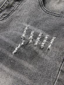 Men's Slim Fit Stretch Distressed Washed Casual Denim Jeans - Grey - View 4