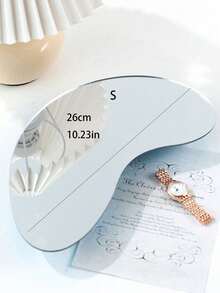 1 pieza Bandeja de espejo acrílico negro asimétrico de lujo, base para vela/difusor de estilo INS, prop de fotografía, decoración de consola de entrada del hogar, para colección de vacaciones en la playa, baño, dormitorio, gran capacidad - Multicolor - Ver 7