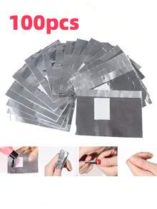 500片铝箔卸甲水包，适用于美甲、浸泡卸除亚克力凝胶指甲油等美甲用品 - 彩色 - 查看 2